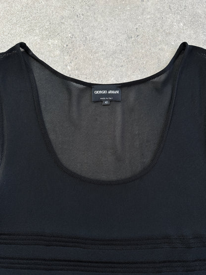 Giorgio Armani 2000s Sheer Ribbed Vest Top - M