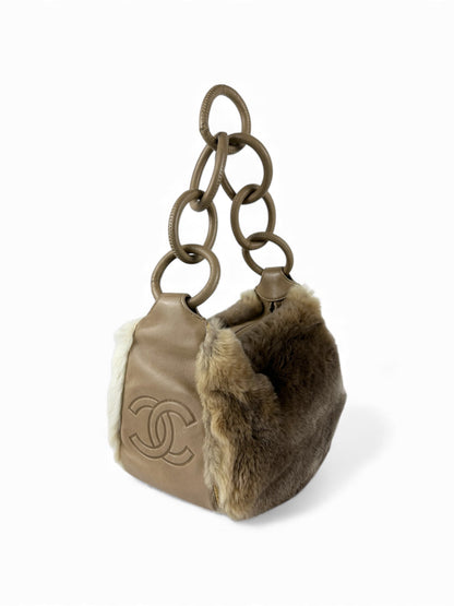 RARE Vintage 2004/2005 Chanel Lapin Fur Chain Shoulder Bag | O/S, Multicoloured