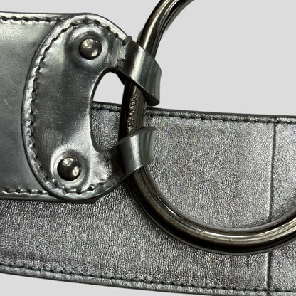 Prada Milano 90’s Astro Leather Metal Buckle Belt