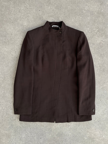 Max Mara 2000s Fitted High Neck Asymmetric Tailored Blazer - M