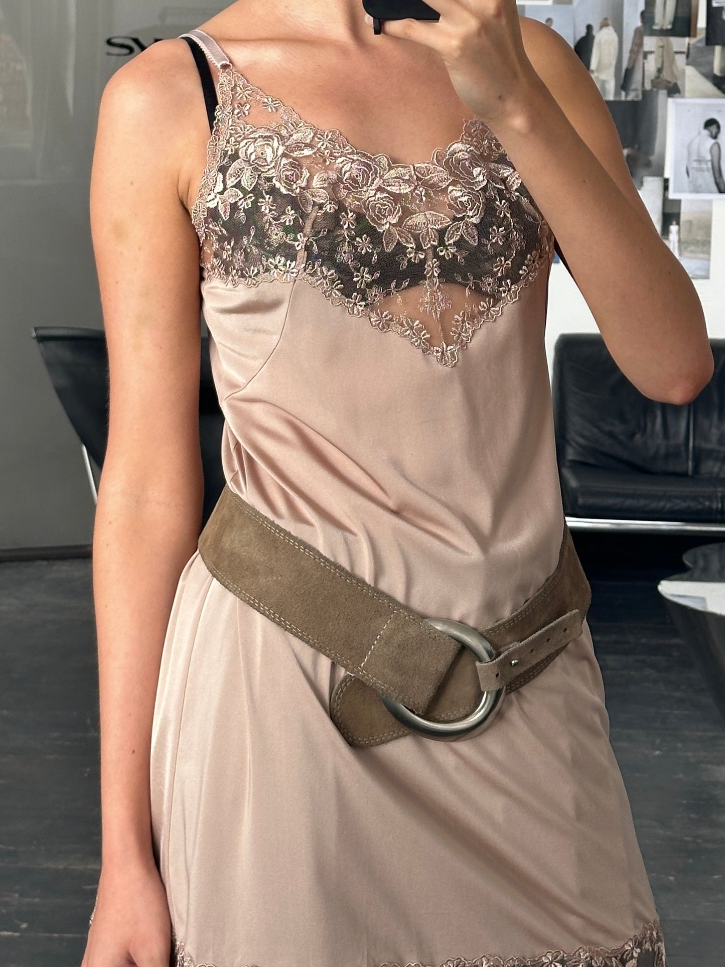 Vintage 1990s Lace Mini Slip Dress - M