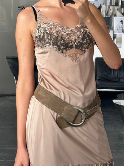 Vintage 1990s Lace Mini Slip Dress - M