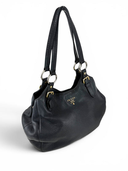 2010s Prada Milano Vitello Daino Navy Hobo Handbag | O/S, Multicoloured