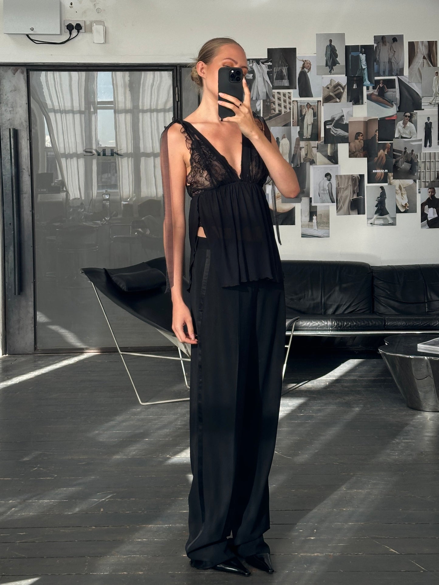 Vintage 2000s Lace Sheer Babydoll Satin Top - S/M