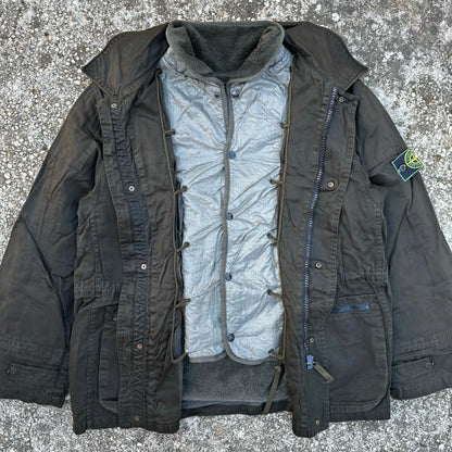 A/W1995 Charcoal Raso Gommato Dual Layer Multi Pocket Jacket