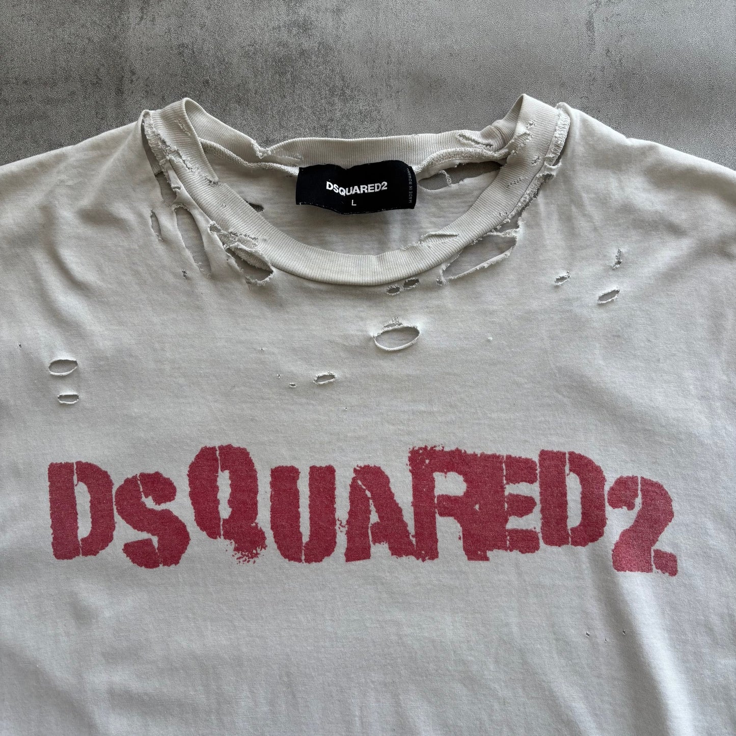 DSQUARED2 DISTRESSED T-SHIRT | O/S, Red