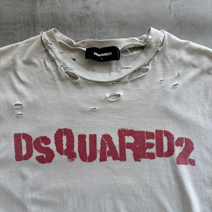 DSQUARED2 DISTRESSED T-SHIRT | O/S, Red