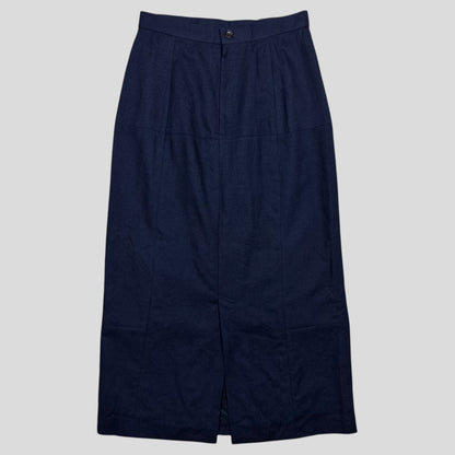 Comme Des Garçoms Tricot 2002 Wool Panelled Midi Skirt - XS/S | Small, Blue