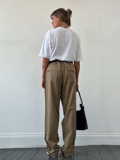 Vintage Pure Cotton Straight Leg Pleated Trousers - W35