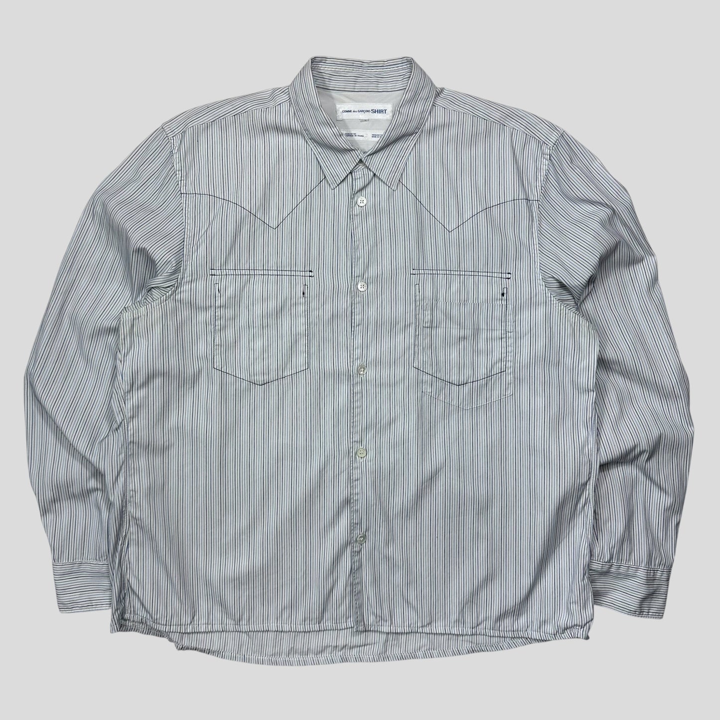 CDG SHIRT 00’s Reversible Embroidered Stripe Boxy Shirt - M/L