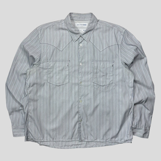 CDG SHIRT 00’s Reversible Embroidered Stripe Boxy Shirt - M/L