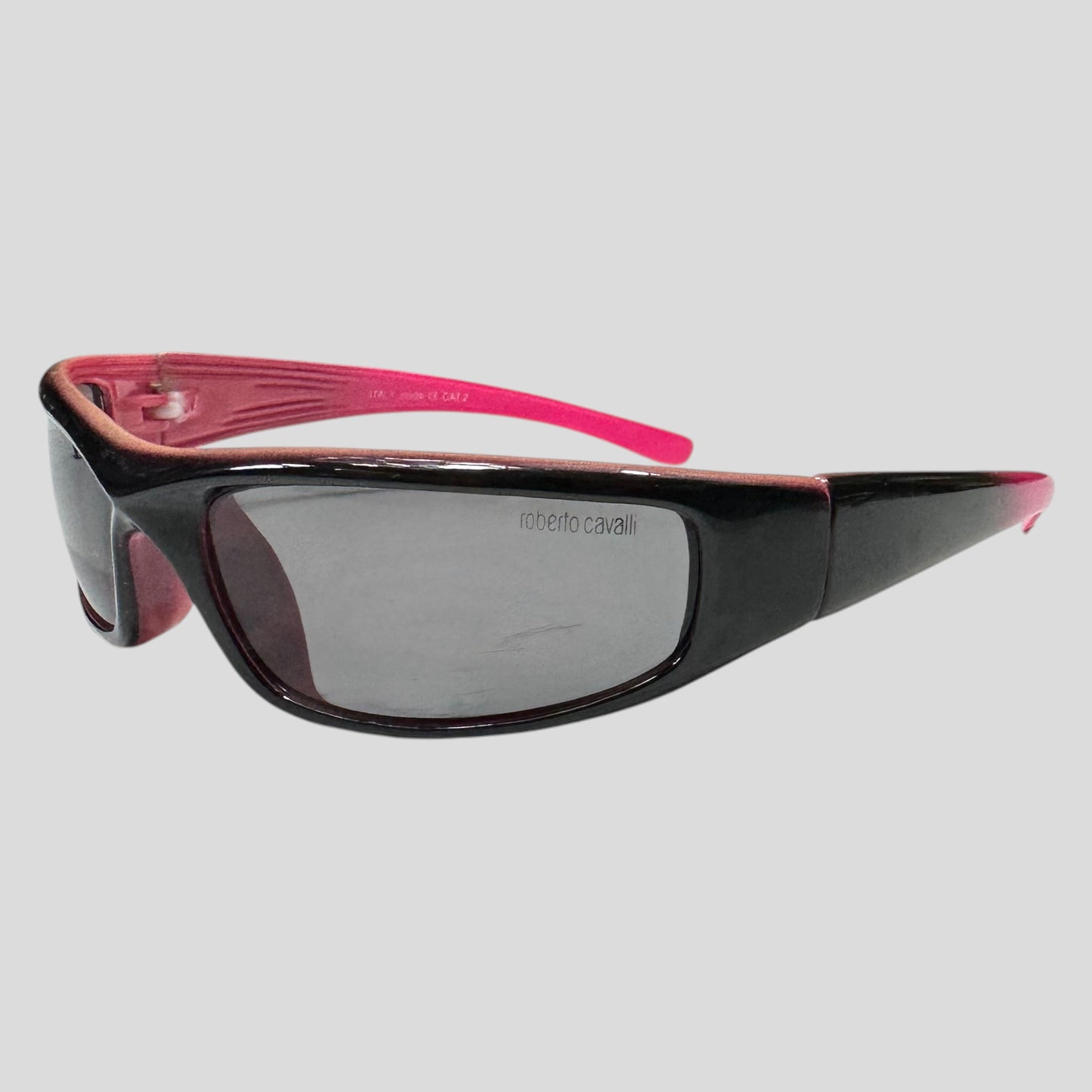 Roberto Cavalli 00’s Hot Pink Gradient Wraparound Sunglasses | O/S, Black