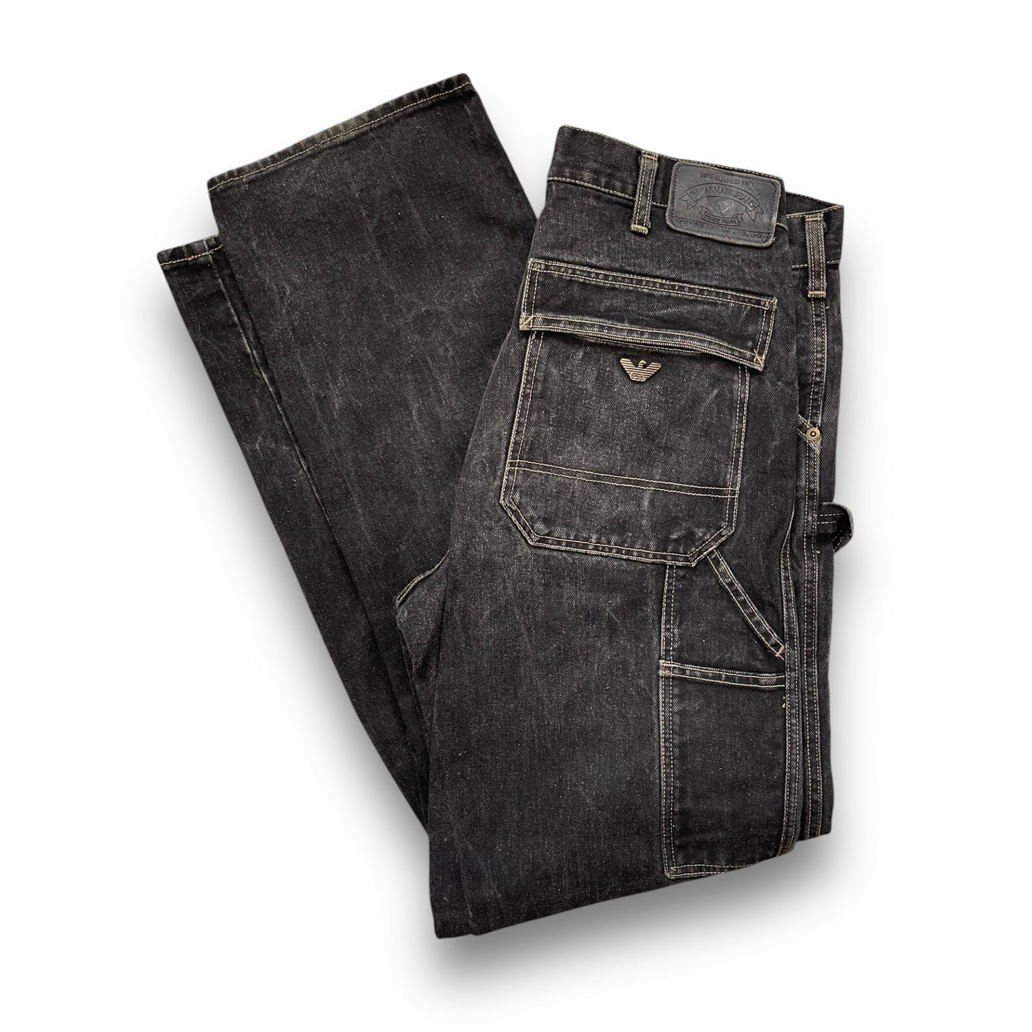 90's Armani Black Denim Carpenter Jeans (32) | Default Title, Black