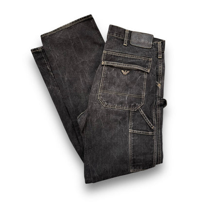 90's Armani Black Denim Carpenter Jeans (32) | Default Title, Black