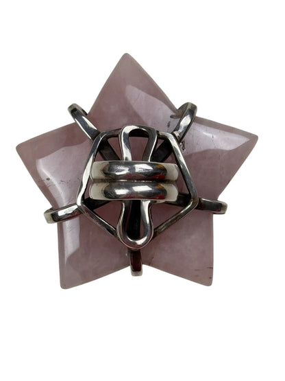 Gary Holder London 2000s Sterling silver rose quartz star ring | O/S, Rose