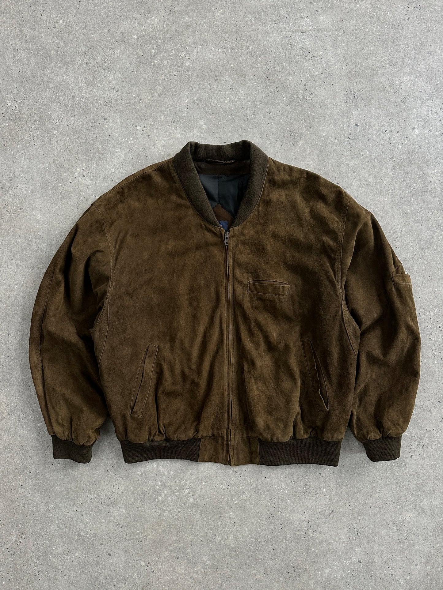 Vintage 1990s Suede Bomber Jacket - XL