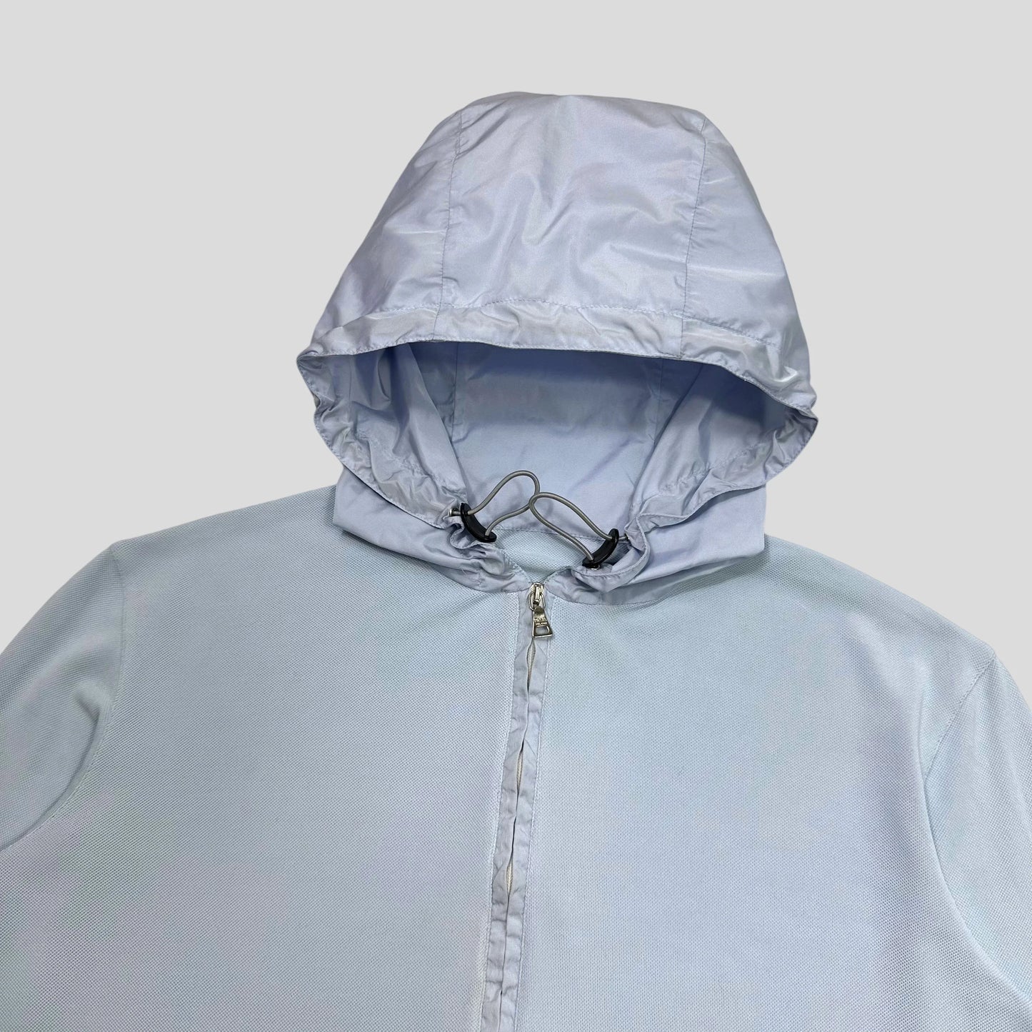 Prada Sport SS00 Baby Blue Mesh Cropped Technical Hoodie - M