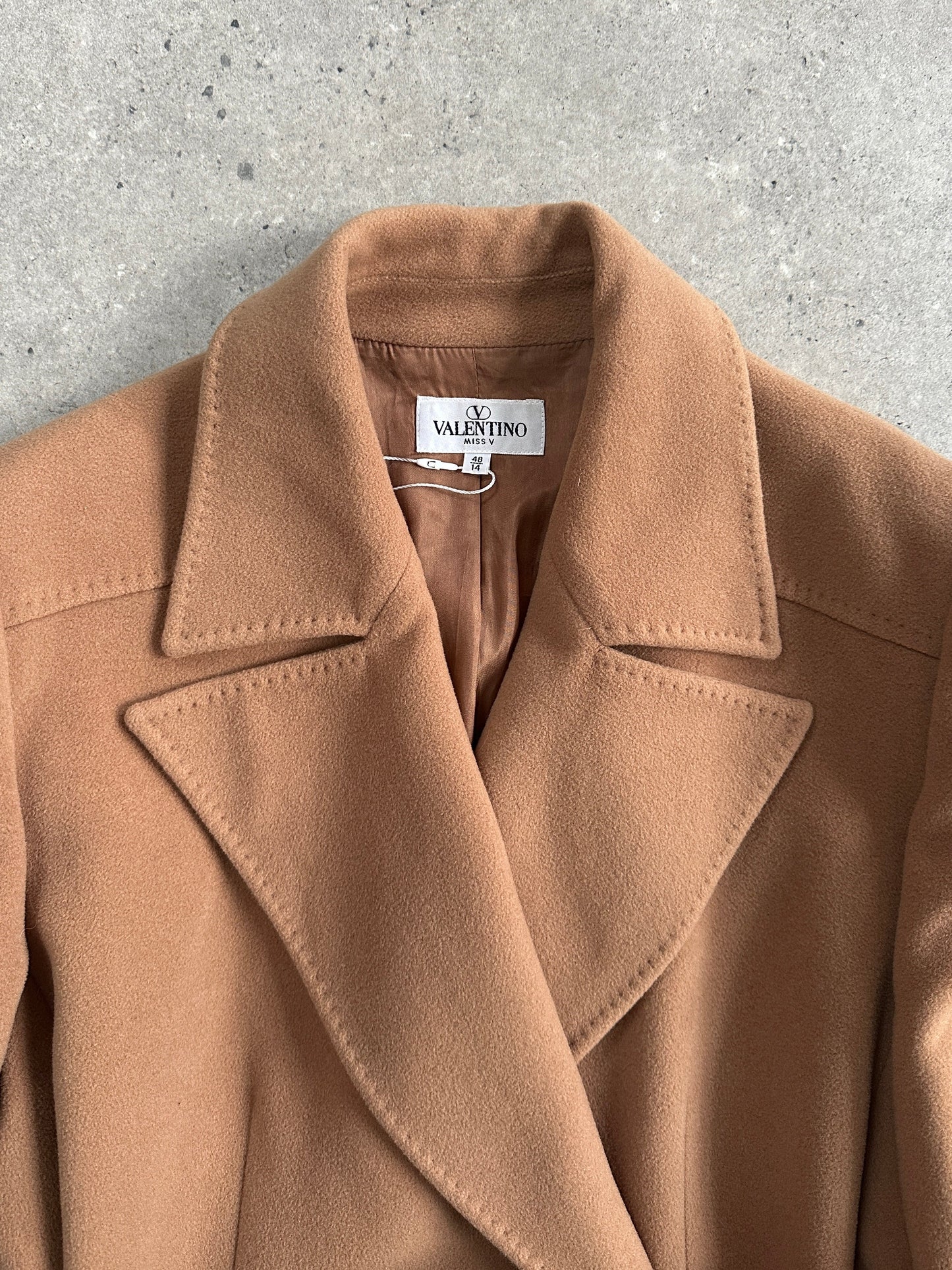 Valentino 1990s Pure Wool Double Breasted Bespoke Button Belted Coat - L