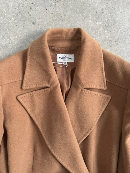 Valentino 1990s Pure Wool Double Breasted Bespoke Button Belted Coat - L