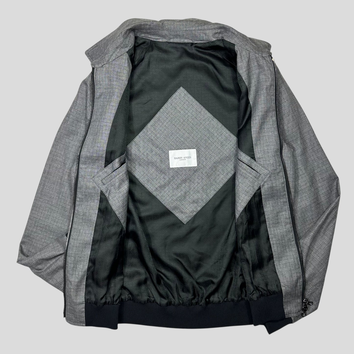 Hardy Amies AW07 Ripstop Grid Asymmetrical Harrington Jacket - M | Default Title, Grey