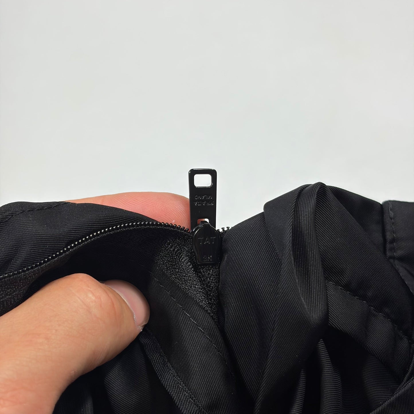 Prada Milano 2018 Black Nylon Gabardine Triangle Logo Trousers - IT40 | O/S, Black