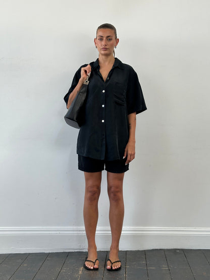 Vintage Pure Silk Short Sleeve Shirt - XL