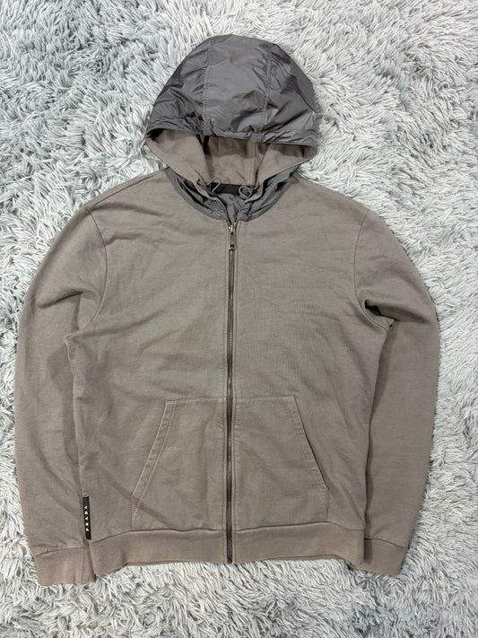 Prada 2021 Black Tab Grey Cotton Nylon Detailed Hoodie - M | O/S, Black