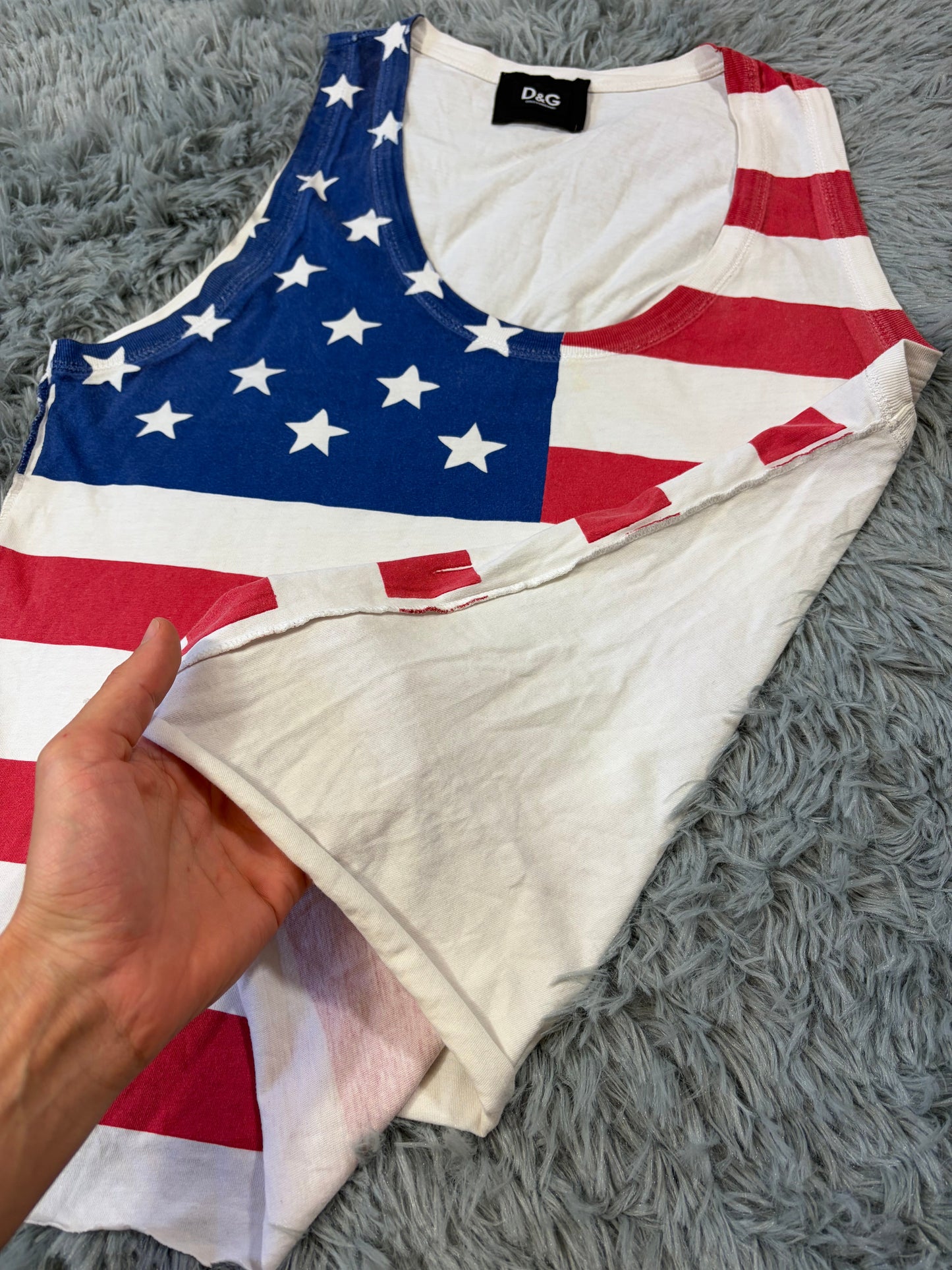D&G Dolce & Gabbana 00’s USA Sublimation American Flag Vest - M | O/S, Red, White, Blue