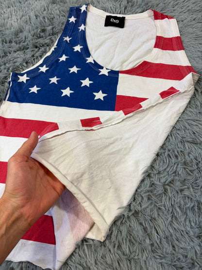 D&G Dolce & Gabbana 00’s USA Sublimation American Flag Vest - M | O/S, Red, White, Blue