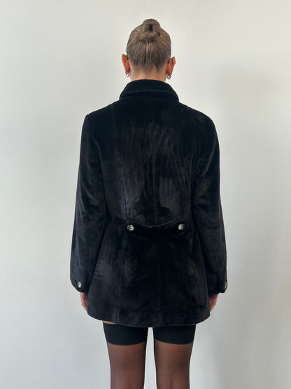 Sportmax 1990s Faux Fur Double Breasted Coat - M/L