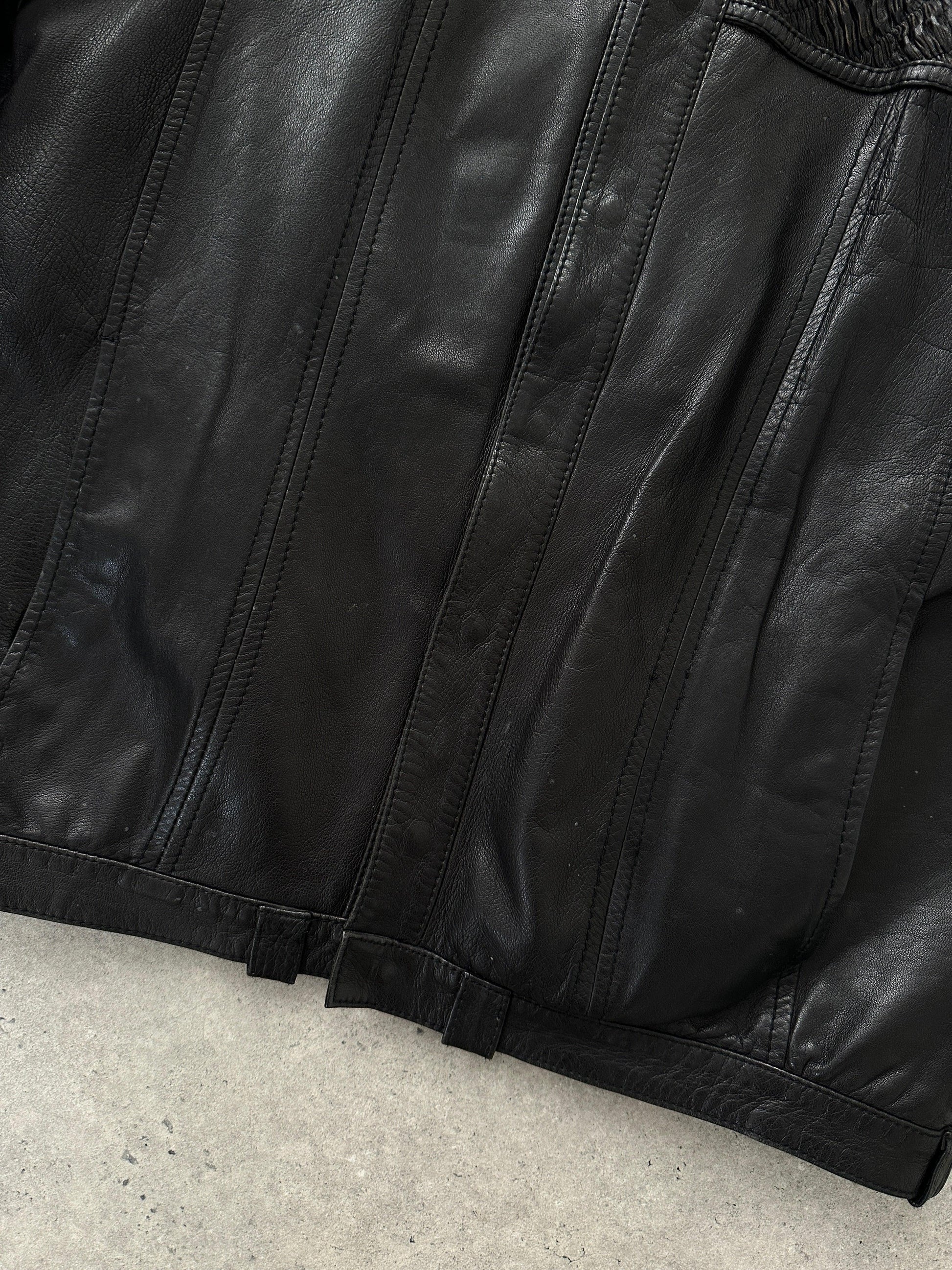 Vintage Ruched Leather Jacket - M - Known Source