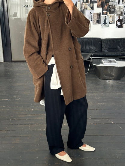 Max Mara Weekend 2000s Wool Hooded Double Breasted Coat - M