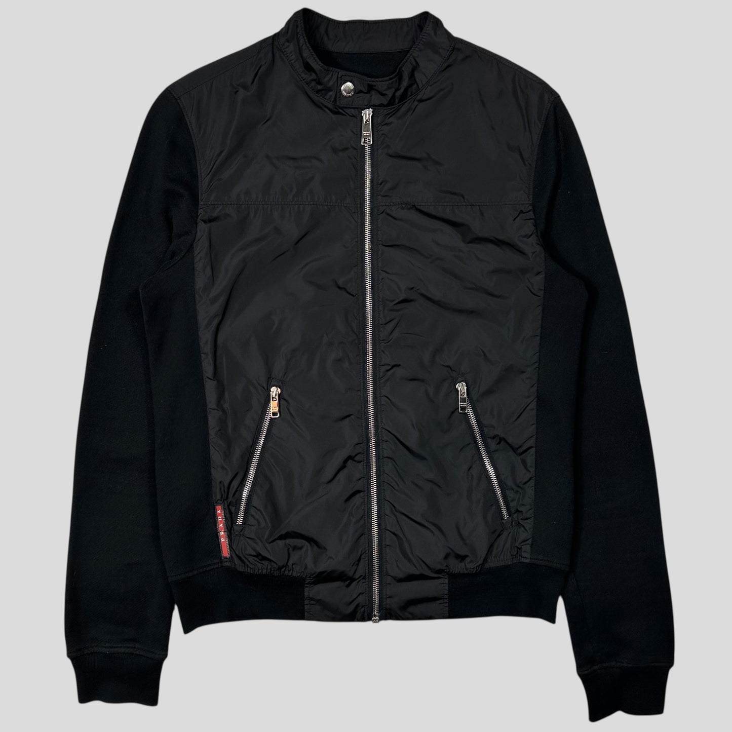 Prada Sport 2013 Minimalistic Nylon Panelled Moto Jacket - S | Default Title, Black