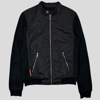 Prada Sport 2013 Minimalistic Nylon Panelled Moto Jacket - S | Default Title, Black