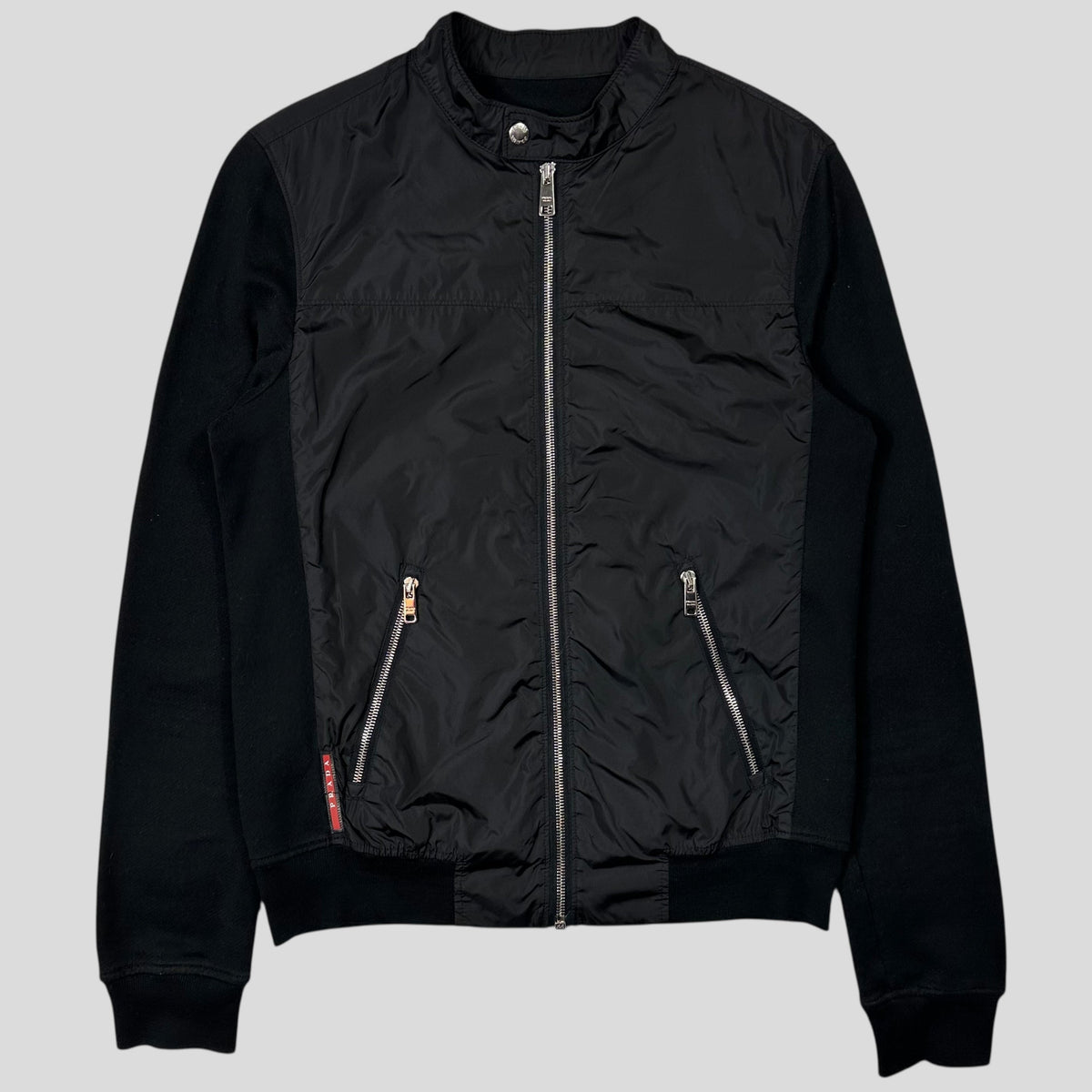 Prada Sport 2013 Minimalistic Nylon Panelled Moto Jacket - S | Black