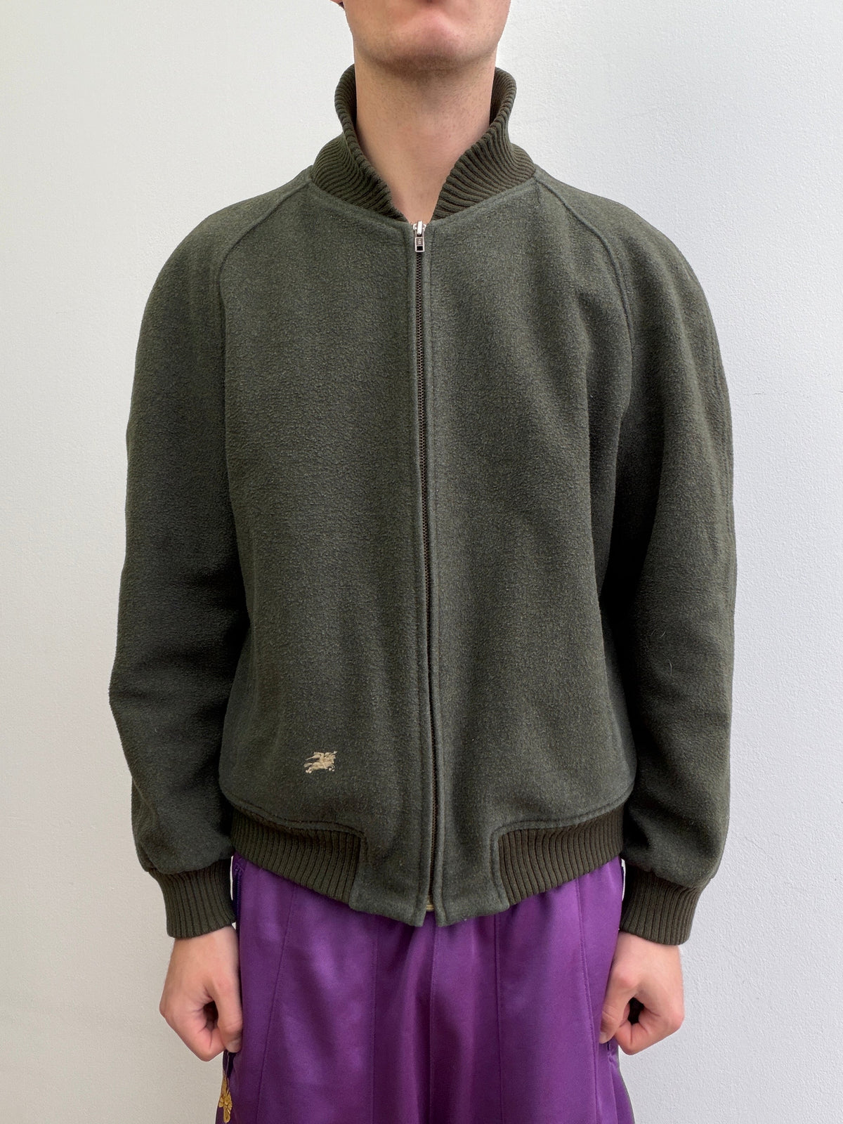 Burberry 90s Wool Bomber Jacket | Medium, Red