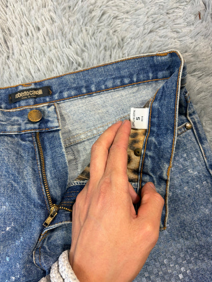 Roberto Cavalli 00’s Diamanté Square Embellished Crystal Jeans - S/M | O/S, Blue