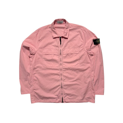 Stone Island Zip Up Double Pocket Canvas Overshirt