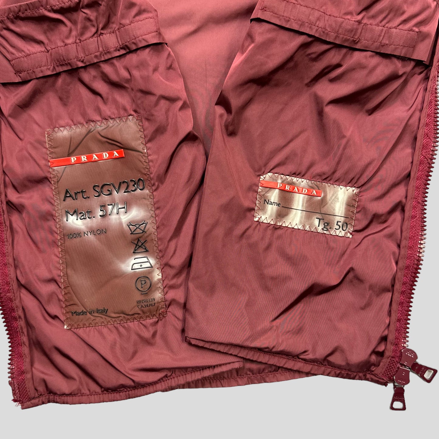 Prada Sport SS00 Modular Nylon Moto Jacket / Vest - M | Default Title, Burgundy