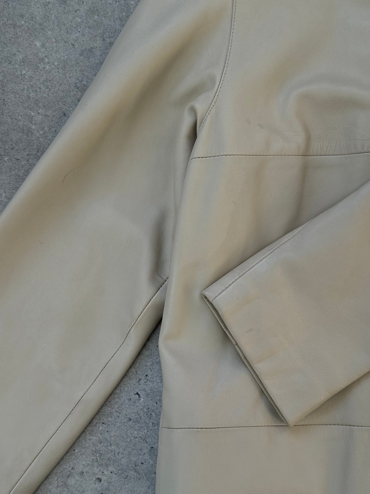 Vintage 1990s High Neck Leather Trench Coat - M/L