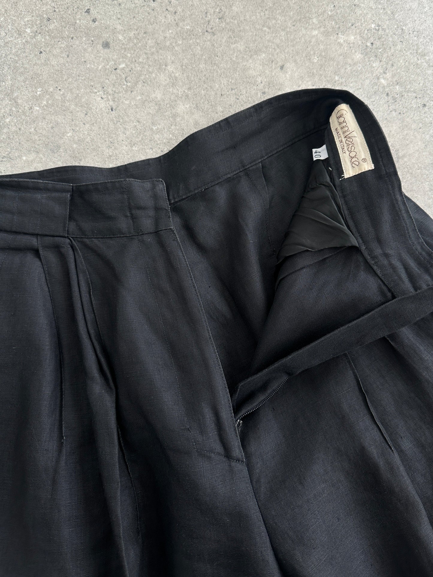 Gianni Versace 1980s Linen High Waisted Trousers - W24