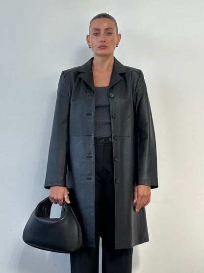 Vintage Leather Trench Coat - M