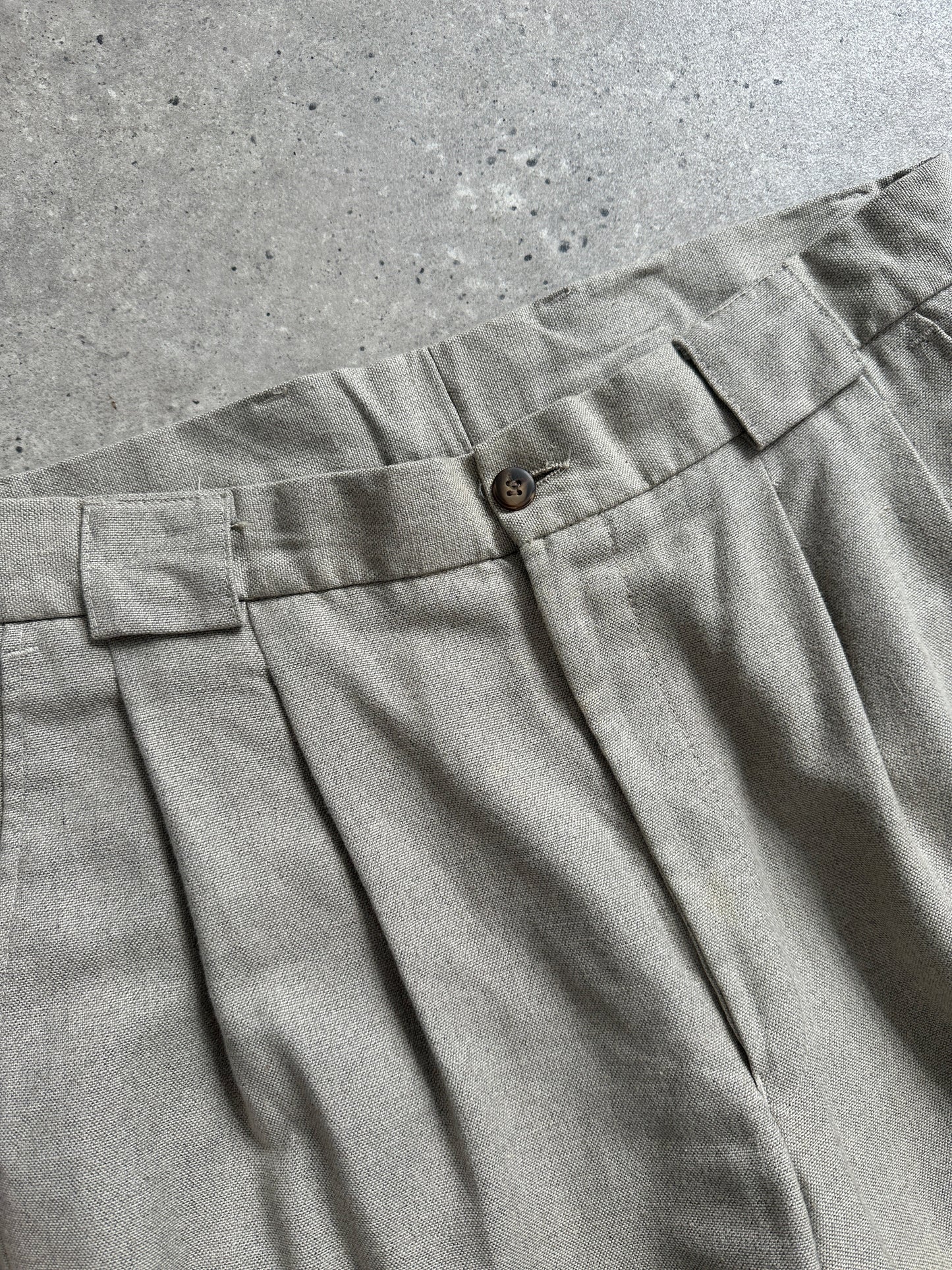 British Vintage Cotton Linen High Waisted Trousers - W30