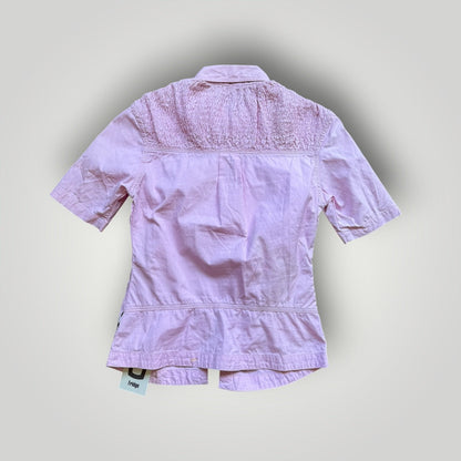 2000's Maharishi Crinkle Back Top UK8 | O/S, Light Pink
