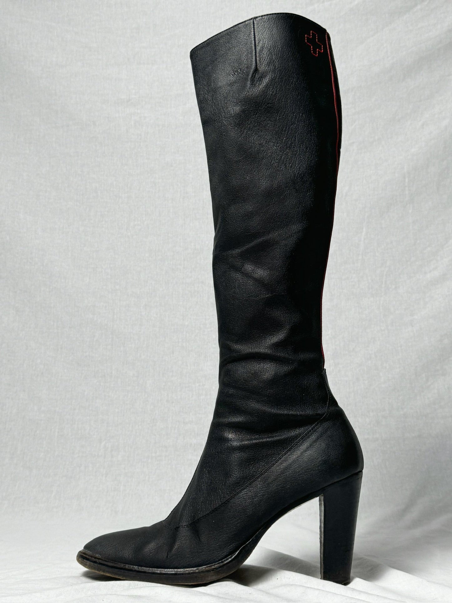 AF VANDEVORST RED STRIPE KNEE HIGH BOOTS | DEFAULT TITLE, Red