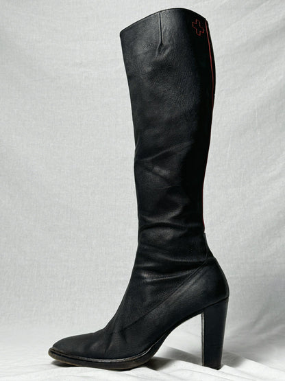 AF VANDEVORST RED STRIPE KNEE HIGH BOOTS | DEFAULT TITLE, Red