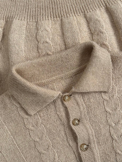 Vintage 1980s Wool Mohair Knitted Polo Jumper - M