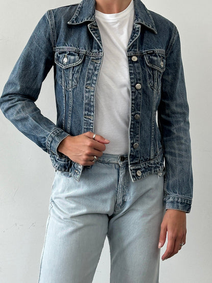 Gas Fitted Pure Cotton Denim Jacket - S