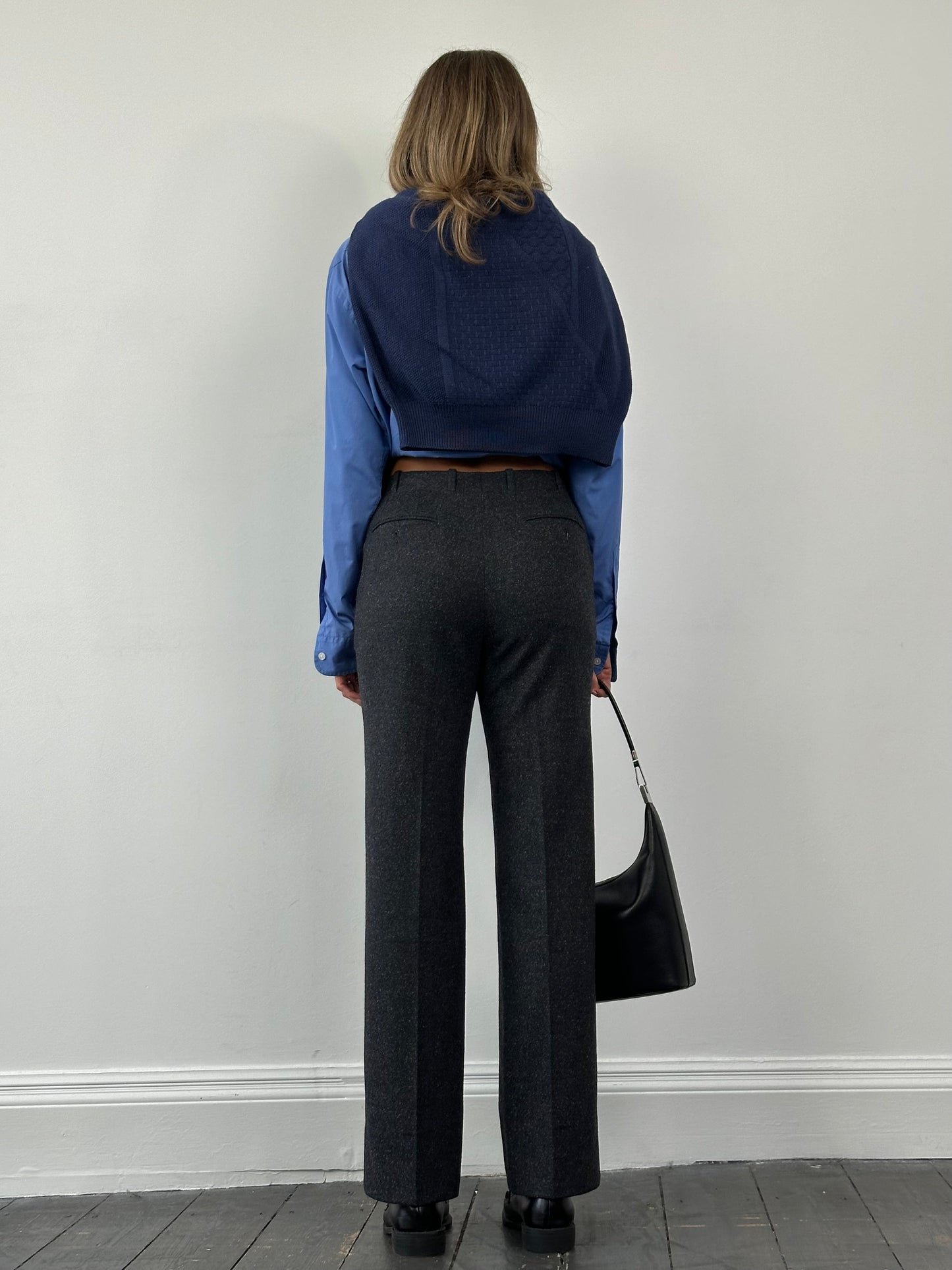 Italian Vintage Brushed Wool Cashmere Tailored Trousers - W28