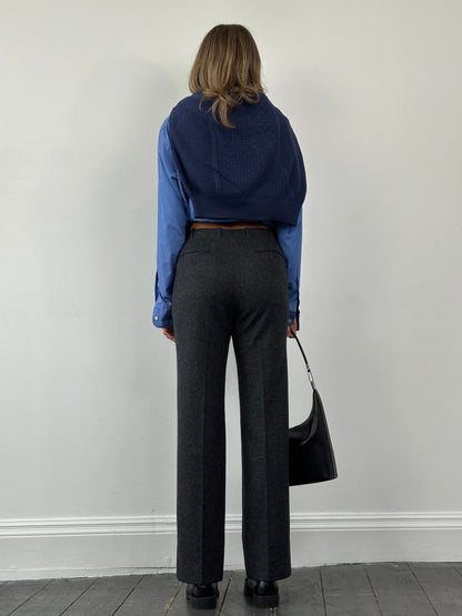 Italian Vintage Brushed Wool Cashmere Tailored Trousers - W28